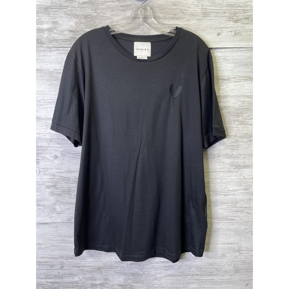 Inimigo Shirt Mens XL Embroidered Heart Minimalist Tee Portugal Organic Cotton‎